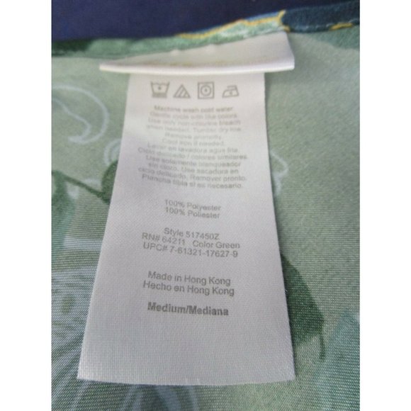 Green Satin Blue Roses Lace Chiffon Trim Negligee Medium Secret Treasures EUC - Picture 12 of 12